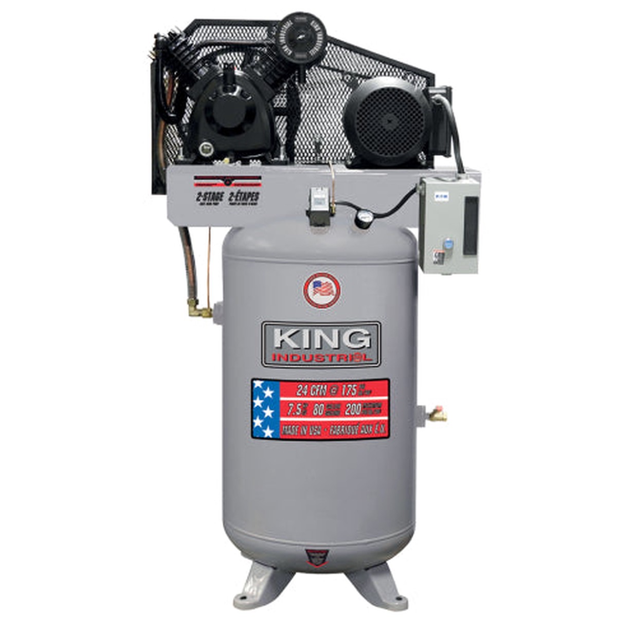 Air Compressor - King Canada 2-Stage 7.5 HP 80 Gallon Air Compressor, KC-7280V3-MS
