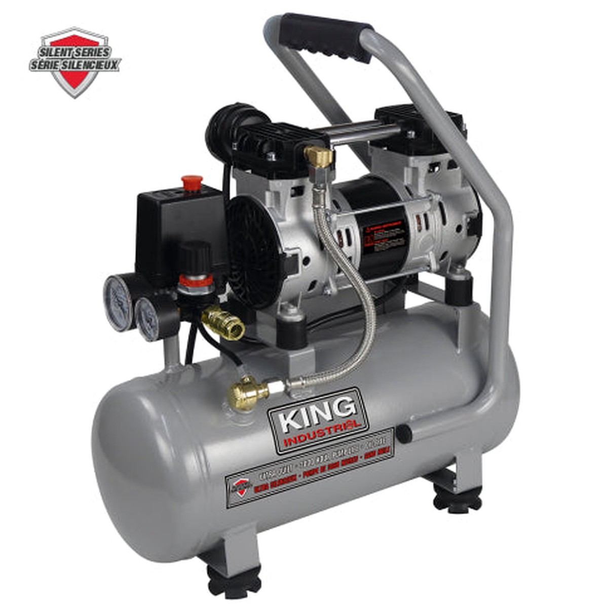 Air Compressor - King Canada 3 Gallon Ultra-Quiet Oil-Free Air Compressor, KC-1030A