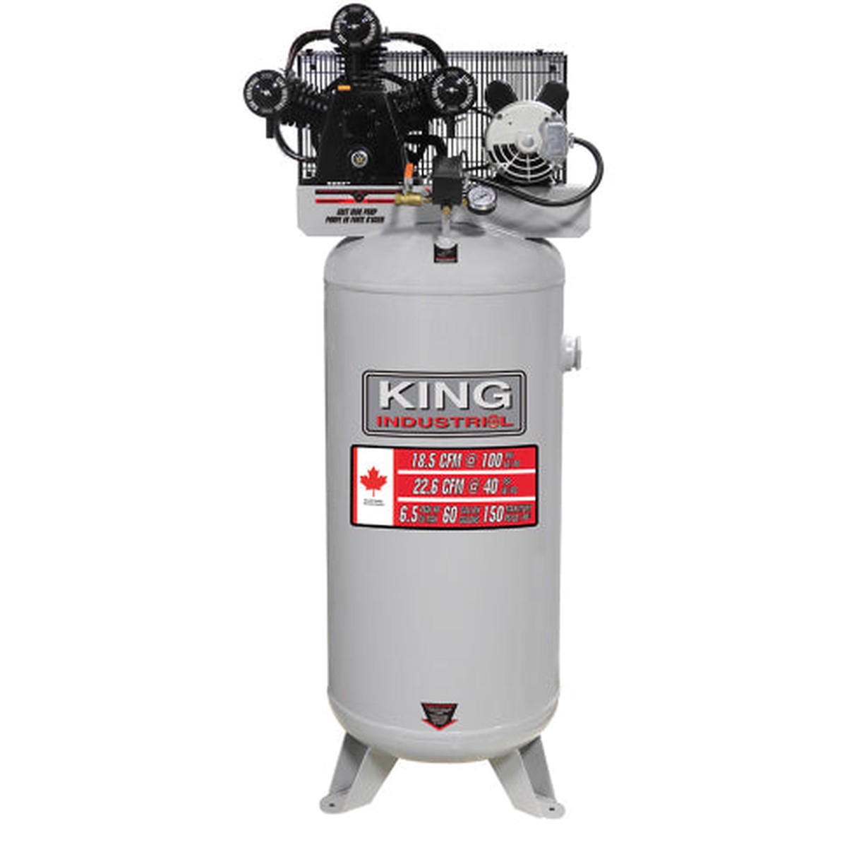 Air Compressor - King Canada High Output 6.5 Peak HP 60 Gallon Air Compressor, KC-5160V2