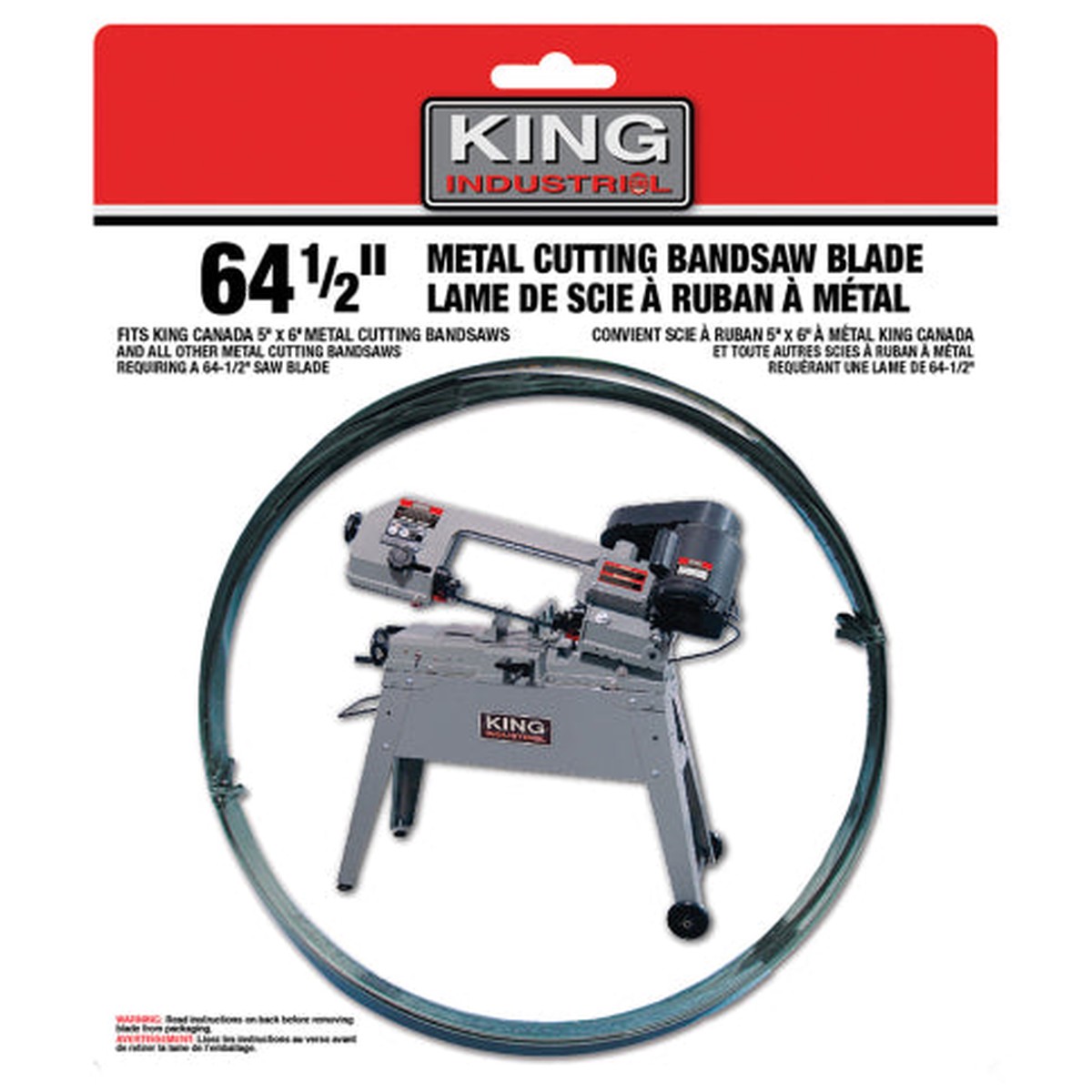 Bandsaw Blade - King Canada 64-1/2"x 0.025" x 1/2" -6-10 TPI Bi- Metal Bandsaw Blade, KBB-115-BM-610