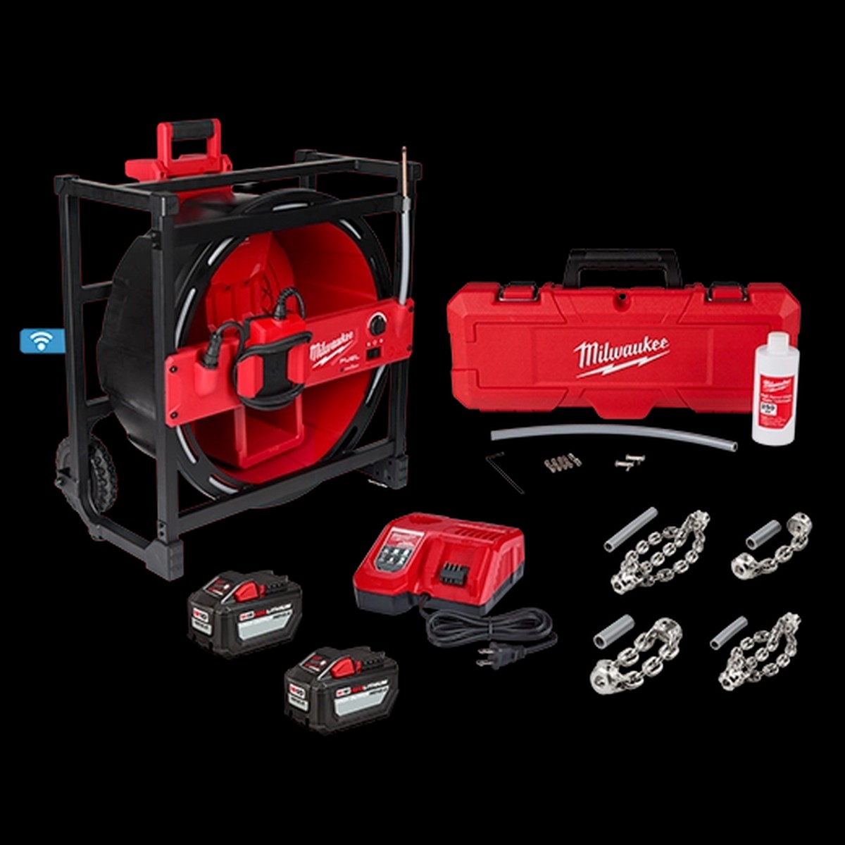 Drain Cleaner - Milwaukee M18 FUEL High Speed Chain Snake for 1-1/2 4 Pipes, 2819-22