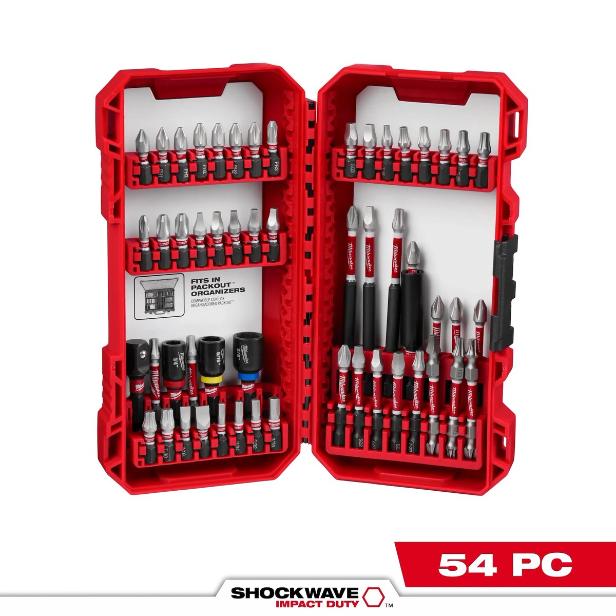 Drill Bits - Milwaukee SHOCKWAVE Impact Duty Driver Bit Set - 54PC, 48-32-4010