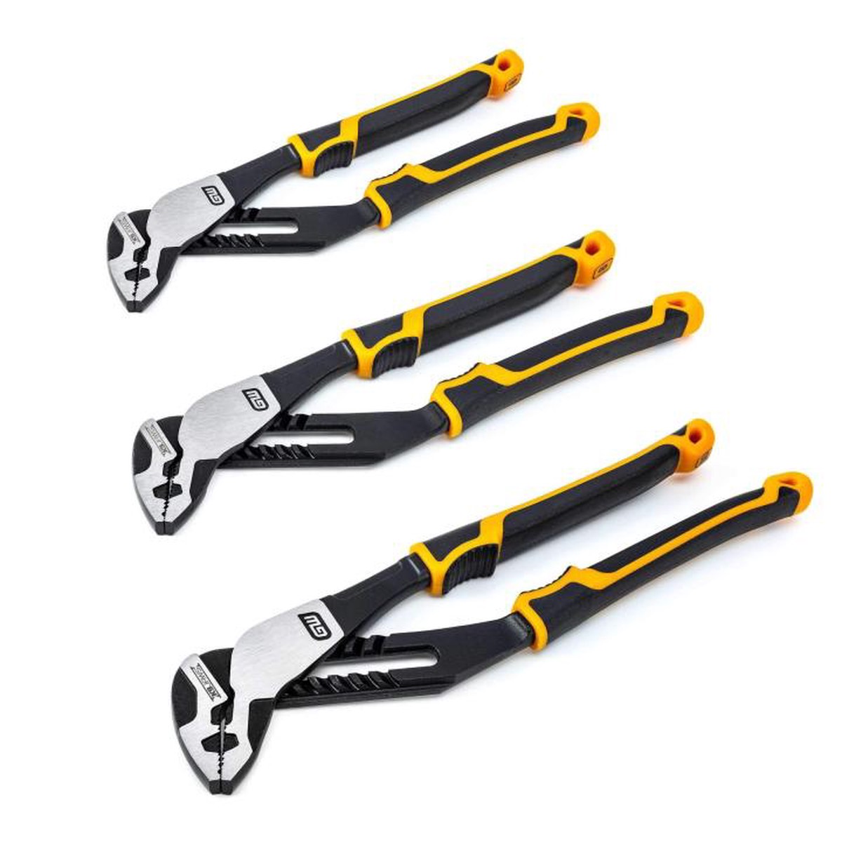 Pliers - Gearwrench 3 Piece PITBULL K9 Straight Jaw Dual Material Tongue and Groove Pliers Set, 82205CAZ