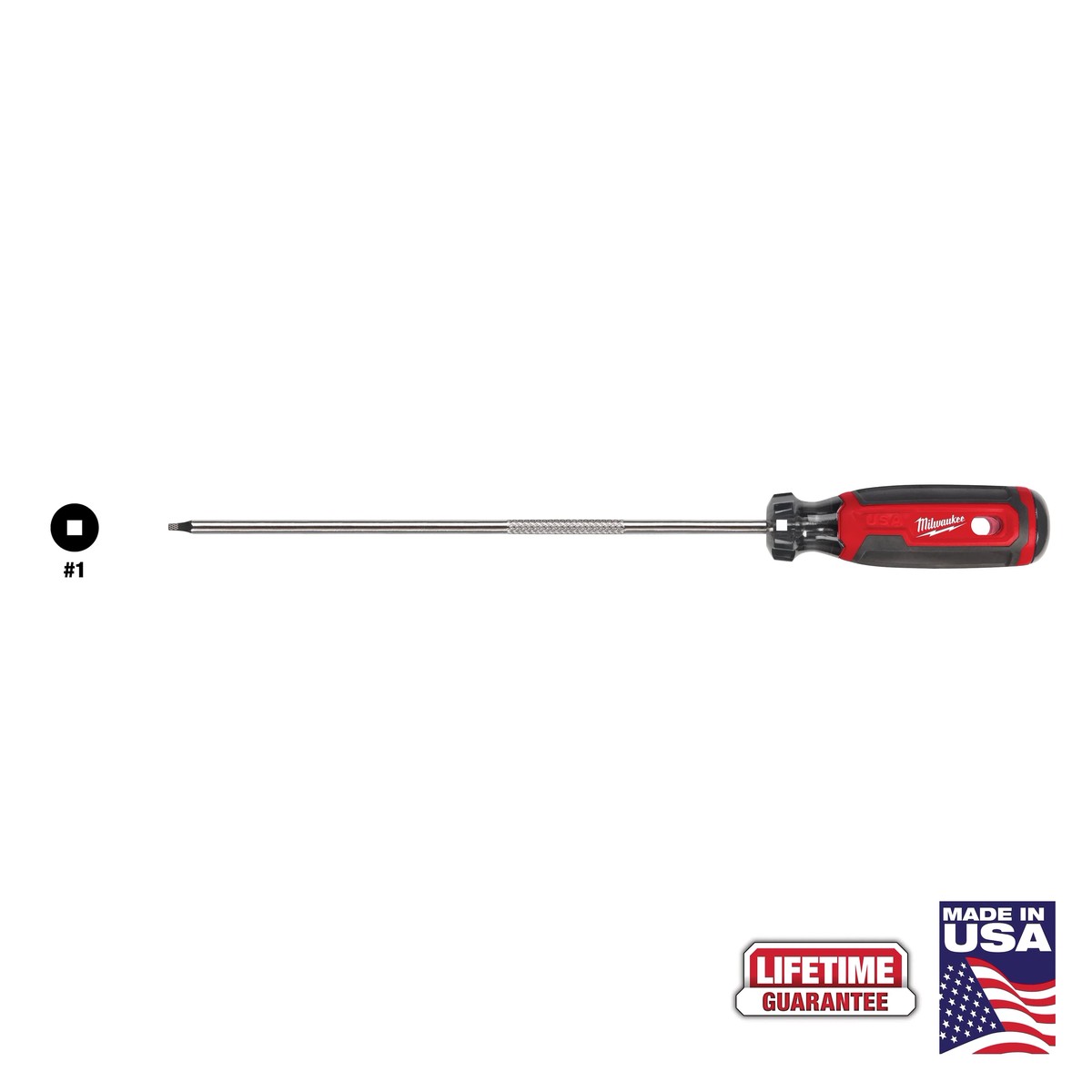 Screwdriver - Milwaukee #1 Square 8" Cushion Grip Screwdriver (USA), MT227