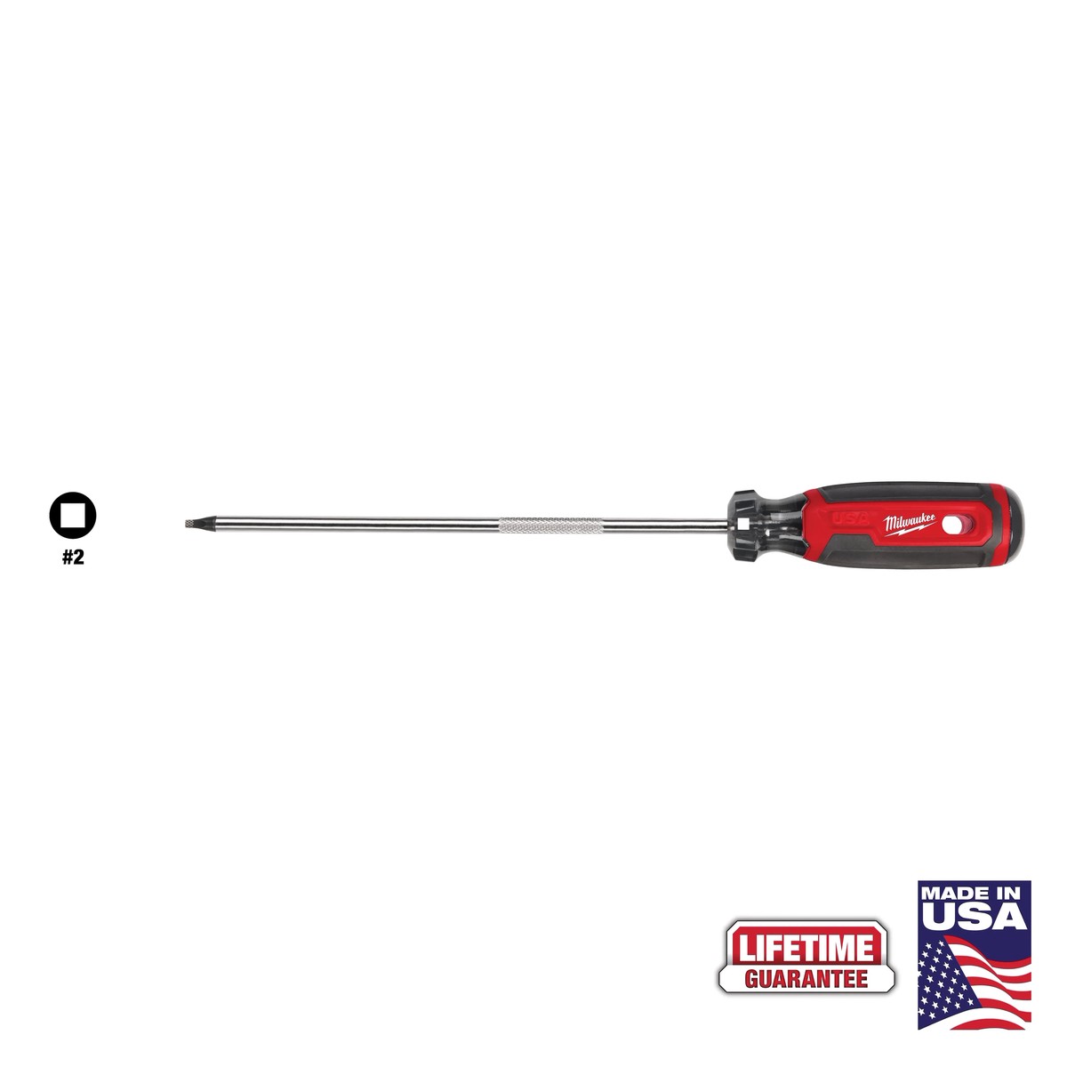 Screwdriver - Milwaukee #2 Square 8" Cushion Grip Screwdriver (USA), MT220