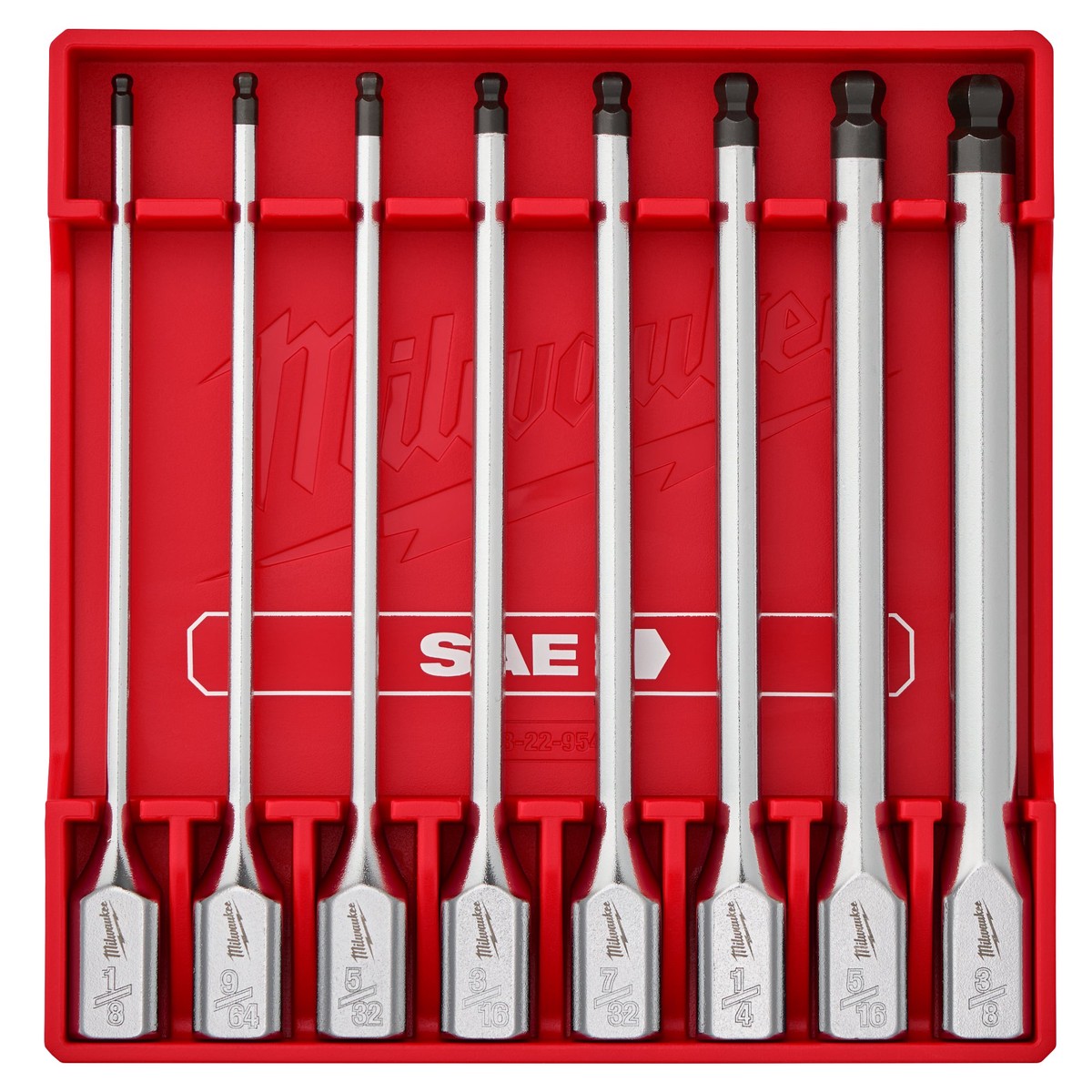Socket Set - Milwaukee 8pc 3/8 Drive Long Ball End Hex Bit Socket Set - SAE, 48-22-9549