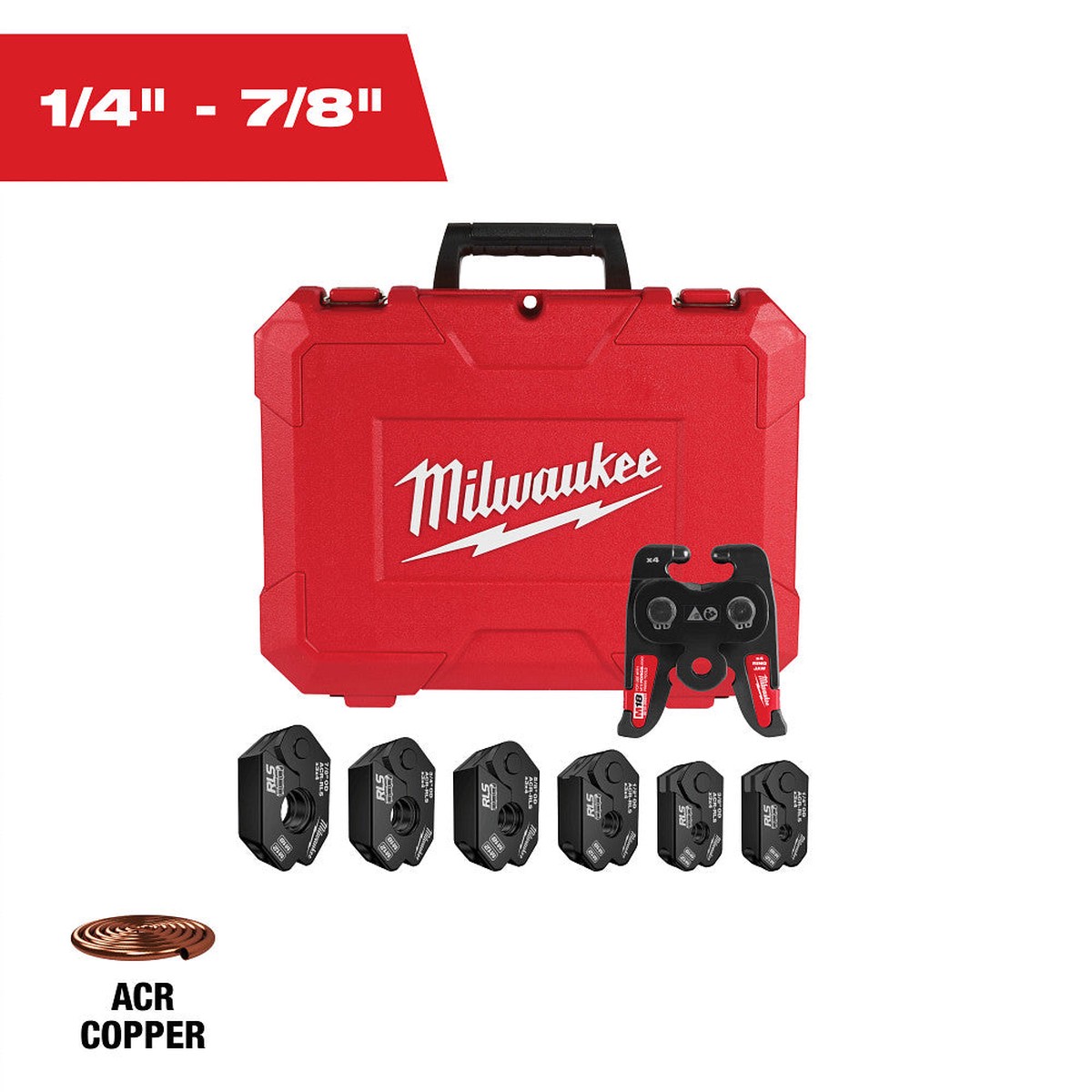 Press Ring Kit - Milwaukee 1/4" - 7/8" RLS Pivoting Press Ring Kit for M18 FORCE LOGIC Press Tool, 49-16-2661RX