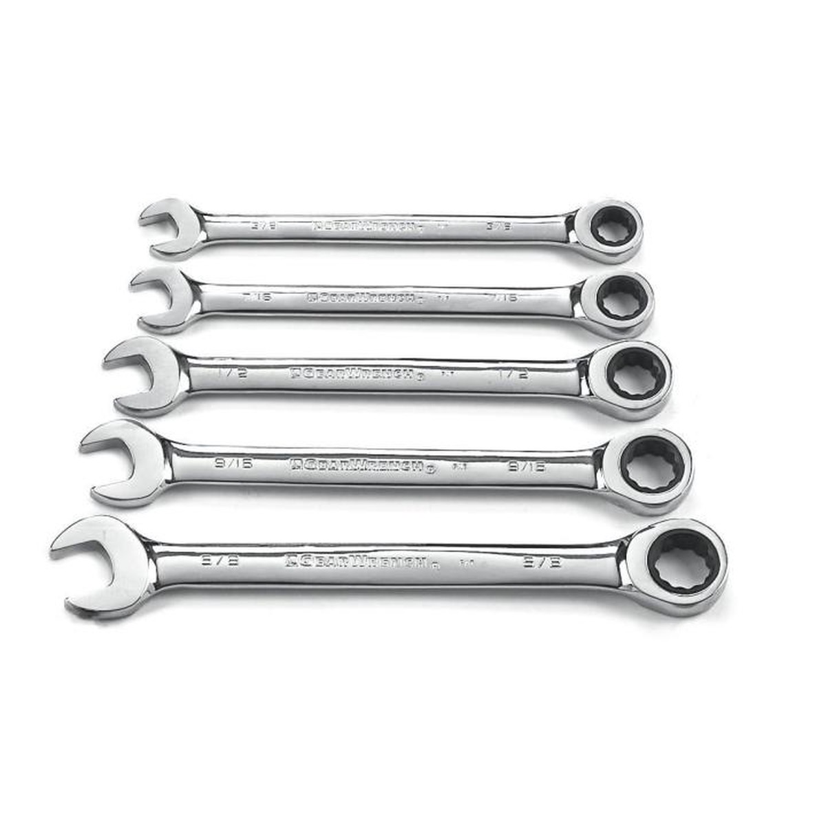 Ratchet Set - Gearwrench 5 Piece 72-Tooth 12 Point Ratcheting Combination SAE Wrench Set, 93005
