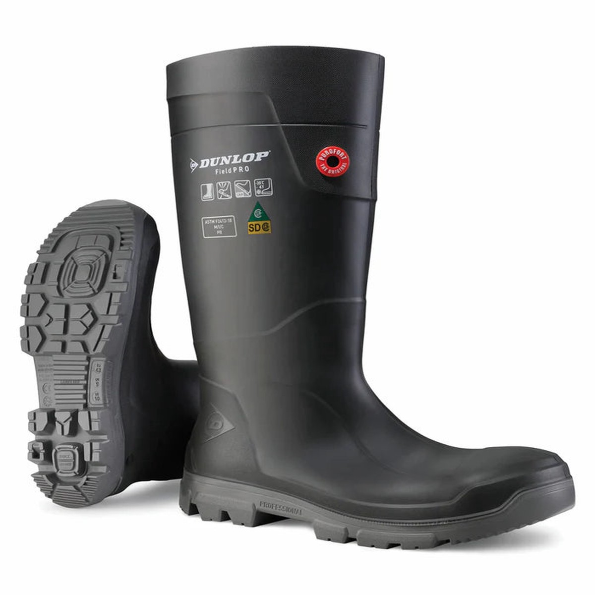 Waterpoof Boots - Dunlop Purofort FieldPRO/TerraPro Full Safety, Charcoal | 15'' PU Work Boots, DLJEJK01-8