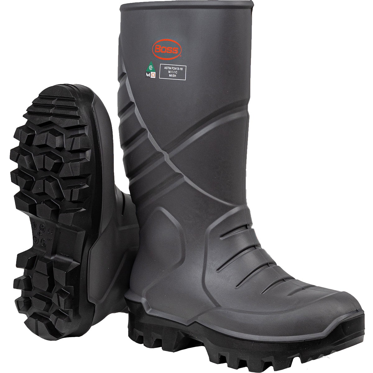 Boots - PIP Boss Footwear Thermal Polyurethane Full Safety Steel Toe, Midsole and Internal Met Guard Boot, 383-900-FP2