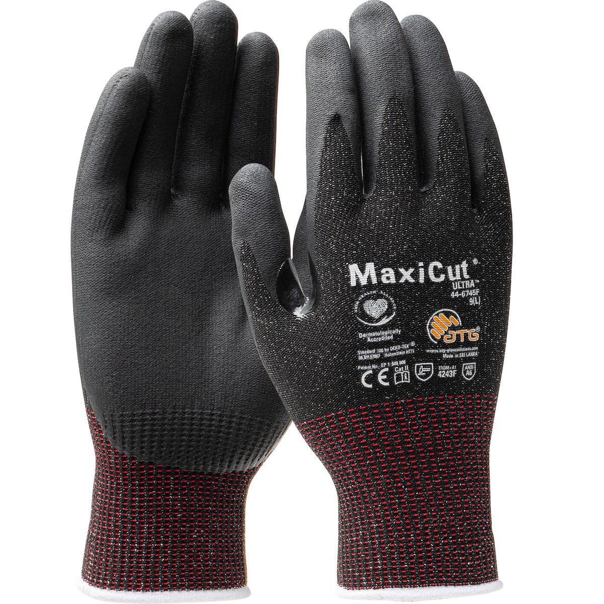 Cut Resistant Gloves - PIP MaxiCut Ultra Seamless Knit Engineered Yarn with Premium Nitrile Coated MicroFoam Grip on Palm & Fingers - Touchscreen Compatible, 44-6745F