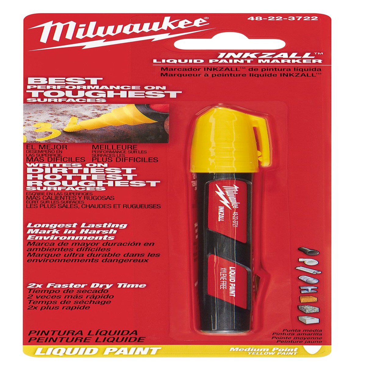 Marker - Milwaukee INKZALL Yellow Liquid Paint Marker, 48-22-3722