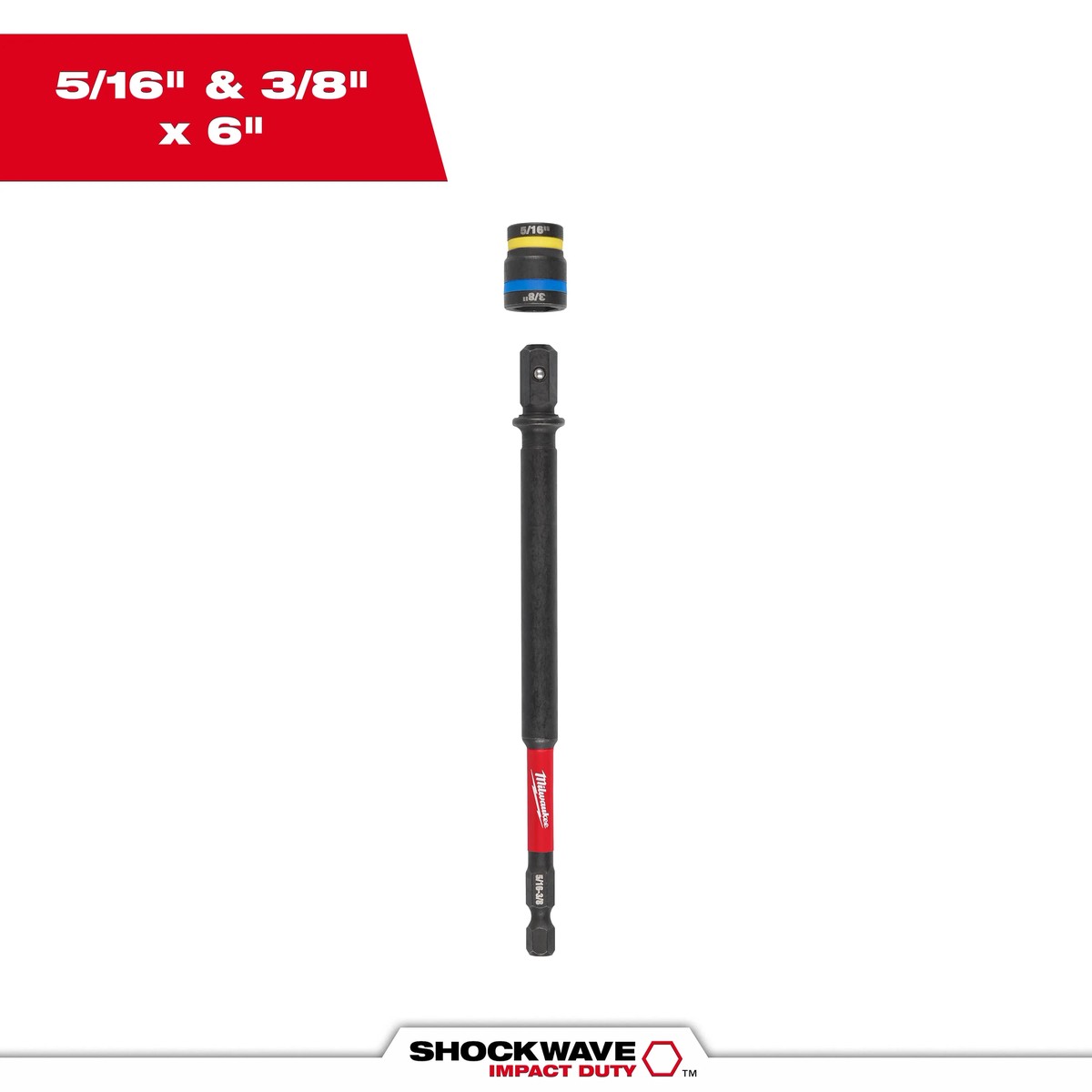 Nut Driver - Milwaukee SHOCKWAVE Impact Duty 5/16 and 3/8 x 6 QUIK-CLEAR 2-in-1 Magnetic Nut Driver, 49-66-4746