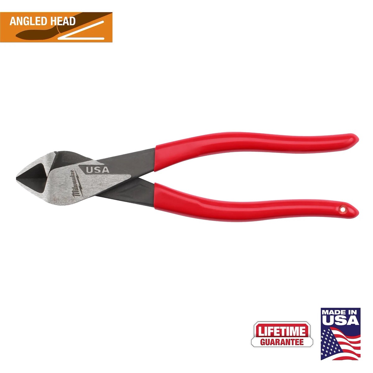 Pliers - Milwaukee 8" Angled Head Diagonal Dipped or Comfort Grip Cutting Pliers, MTA508A / MTA558A