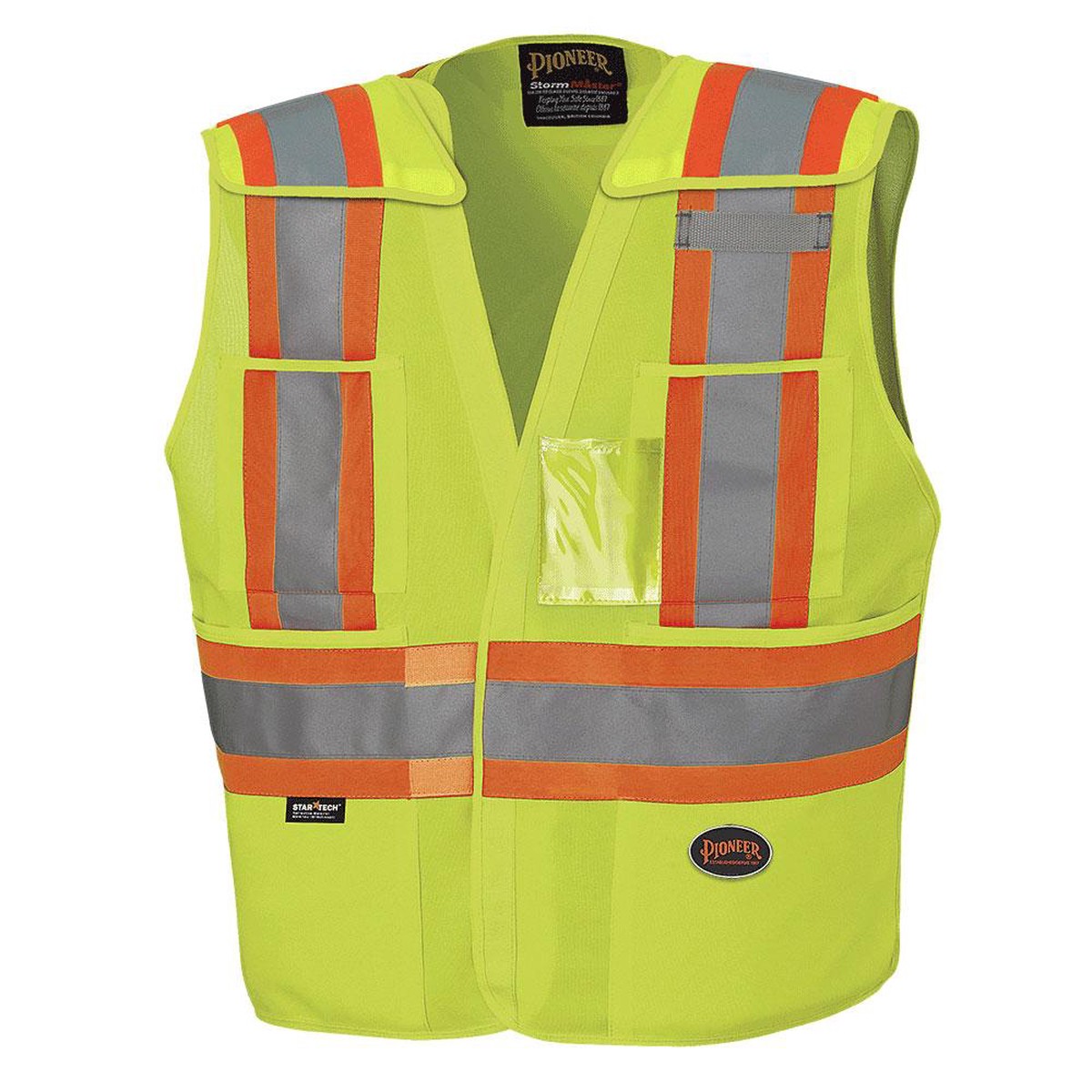 Safety Vest - Pioneer Hi-Viz Yellow/Green Tricot Poly Drop Shoulder Tear-Away Vest, 6931