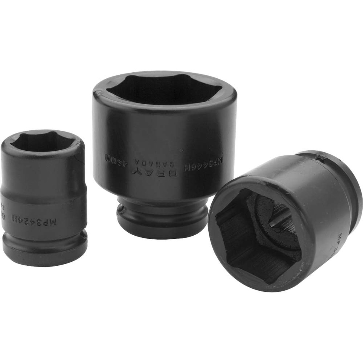 Socket - Gray Tools 3/4" Drive 6 Point Metric Standard Length Sockets - Impact Black Industrial Finish, Various Sizes, MP34