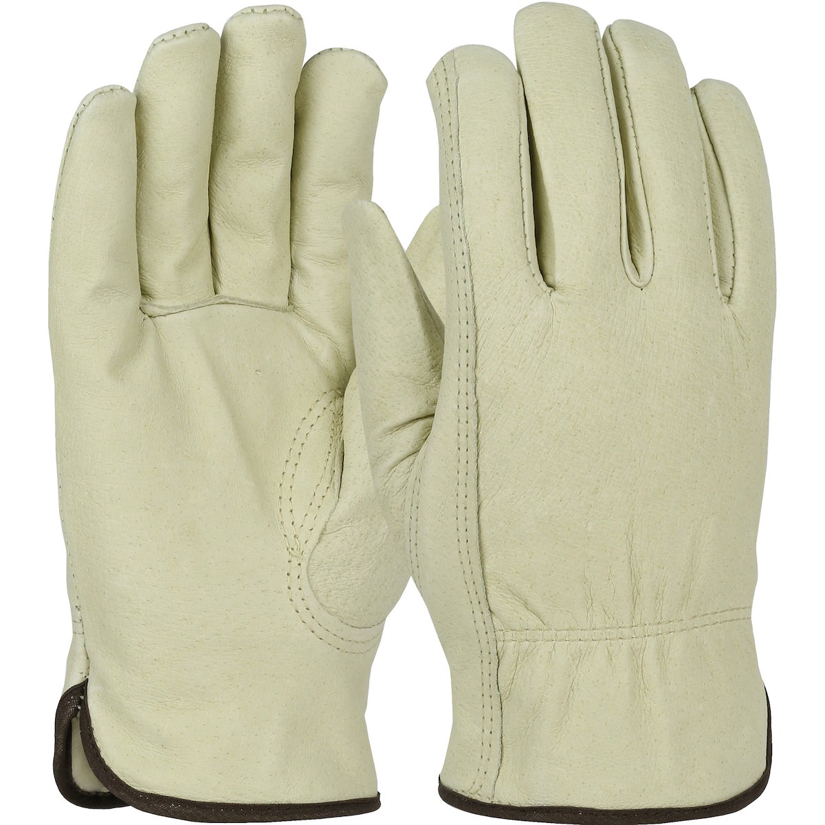 Work Gloves - PIP Top Grain Pigskin Leather Drivers with Natural Thermal Lining - Keystone Thumb (Pack of 12), GP994KP