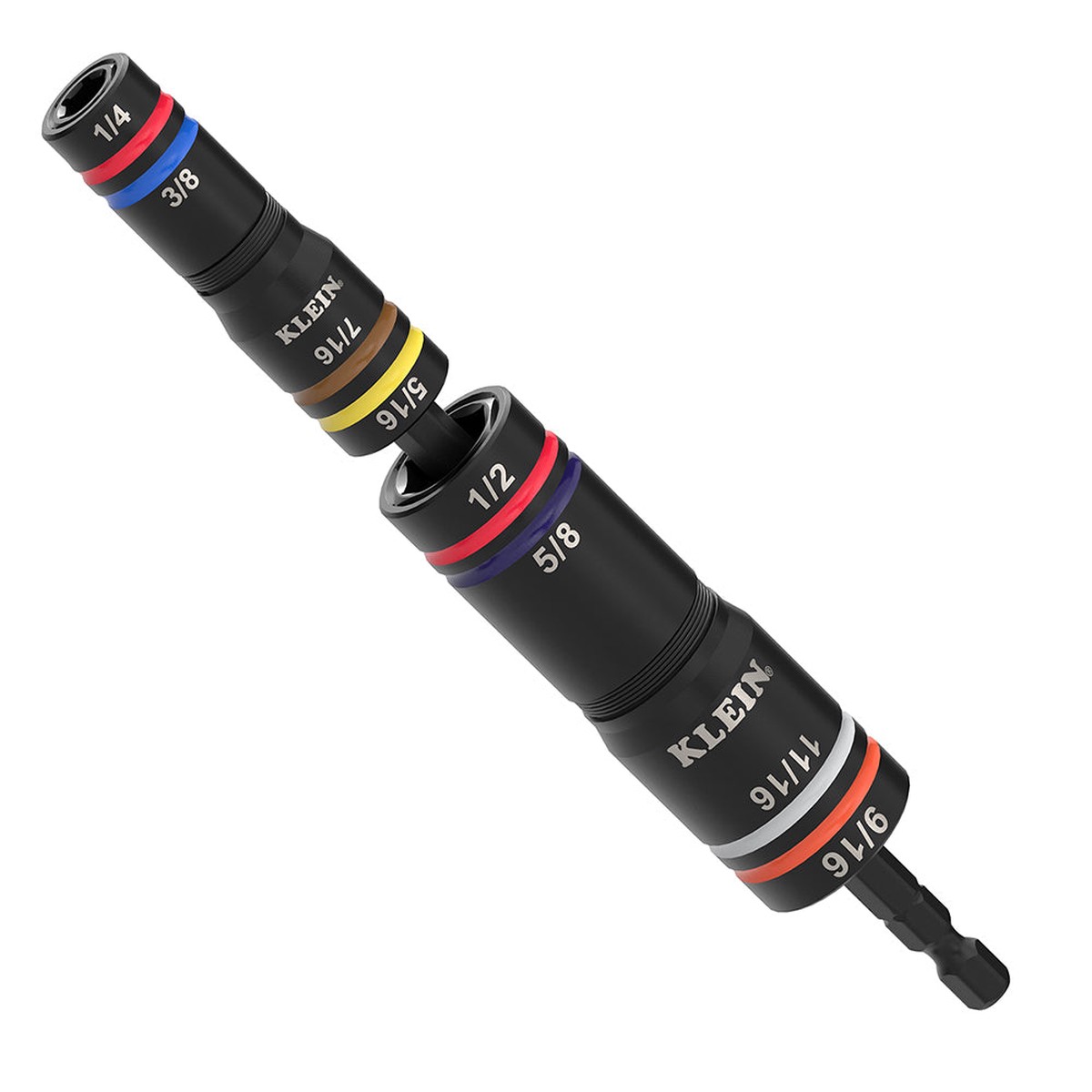 Impact Sockets - Klein Tools Quad-8 Deep-Well Heavy-Duty Impact Flip Sockets, SAE, 3-Piece, 652QS