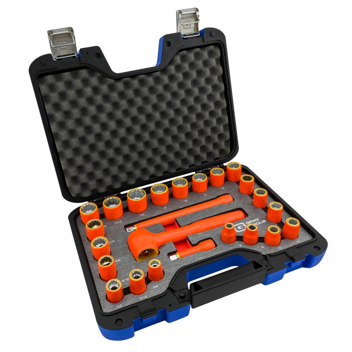 Socket Set - Gray Tools 24 Piece 3/8" Drive 12 Point SAE & Metric, Standard Socket & Attachments Set, 25024DH-I