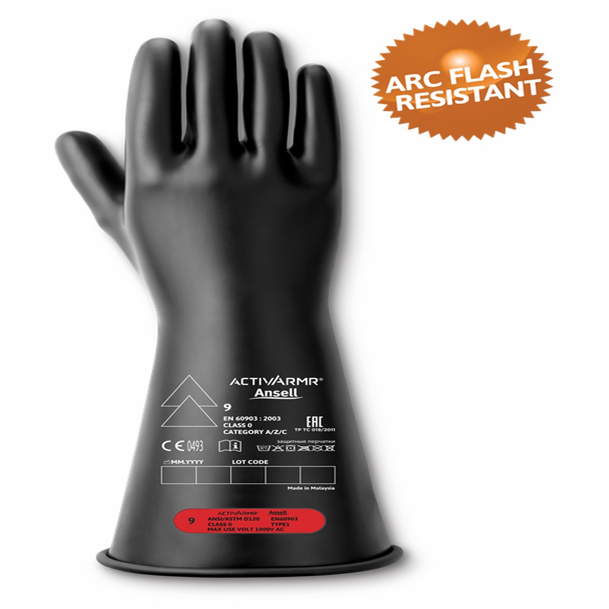 Electrical Insulating Gloves - Ansell ActivArmr Electrical Insulating Gloves, 14", Class 0, RIG014B / RIG014R / RIG014Y / RIG014YBSC