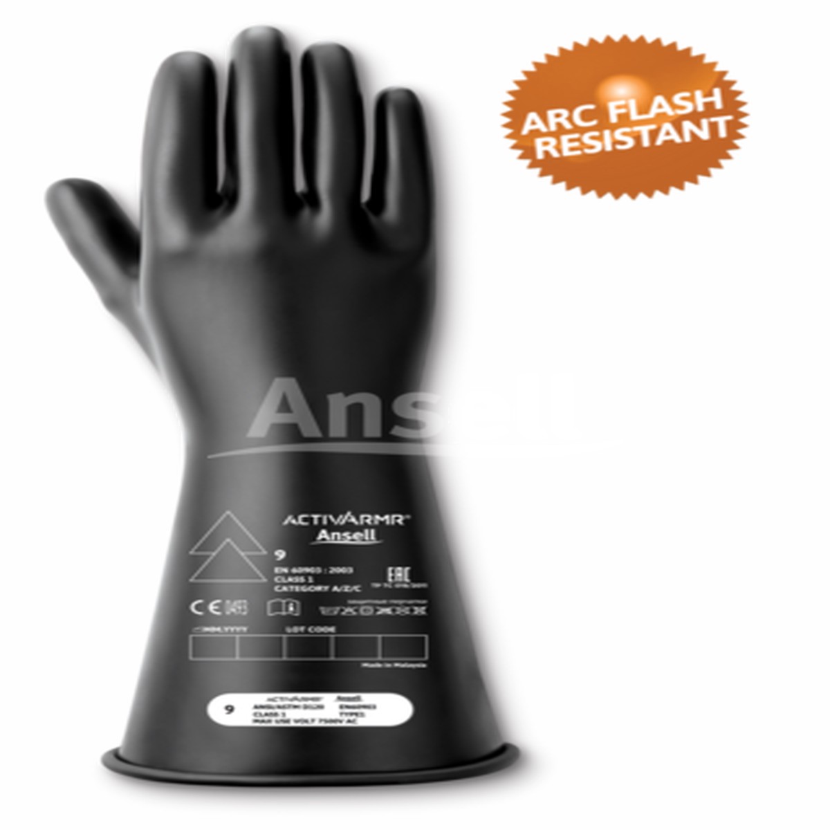 Electrical Insulating Gloves - Ansell ActivArmr Electrical Insulation Gloves, 16", Class 1, RIG116B / RIG116Y