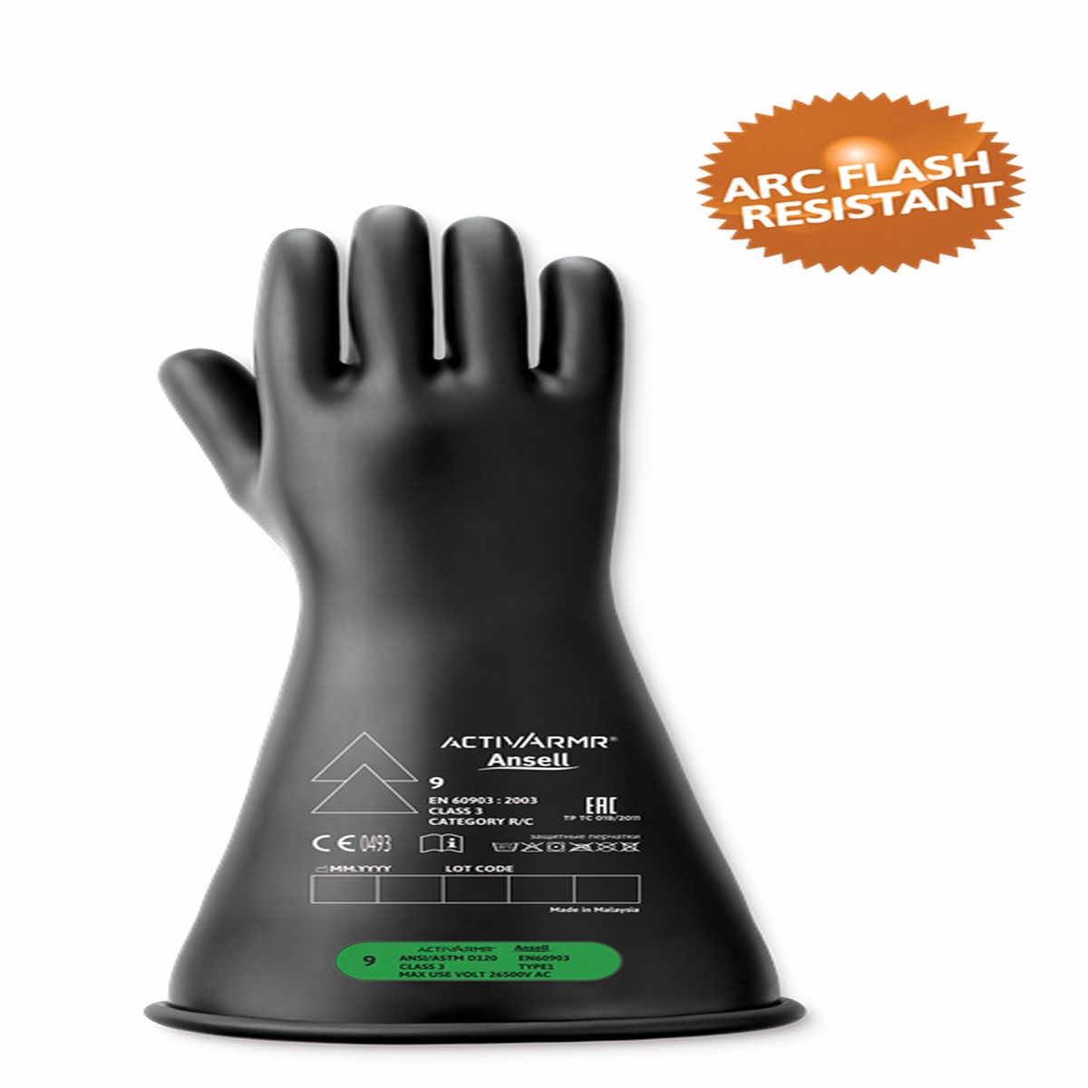 Electrical Insulating Gloves - Ansell ActivArmr Electrical Insulation Gloves, 16", Class 3, RIG316B / RIG316YBSC / RIG316YBBC
