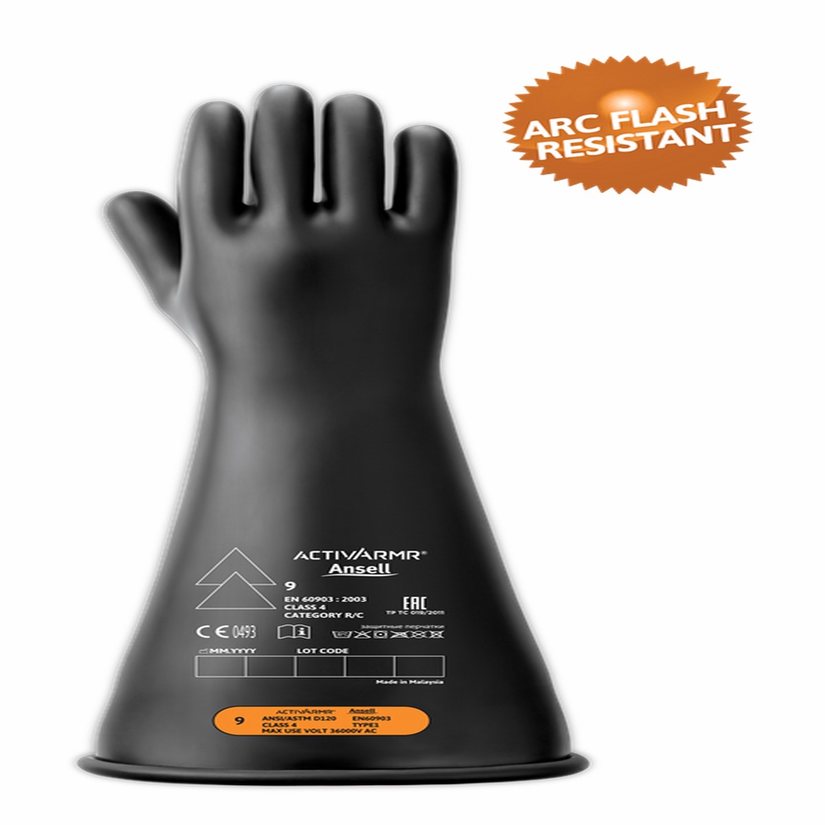 Electrical Insulating Gloves - Ansell ActivArmr Electrical Insulation Gloves, 18", Class 4, RIG418B / RIG418YBSC / RIG418YBBC / RIG418YBCC