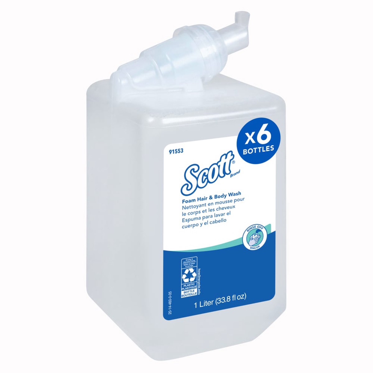 Soap - Scott Foam Hair & Body Wash (1 L - Case of 6), 91553