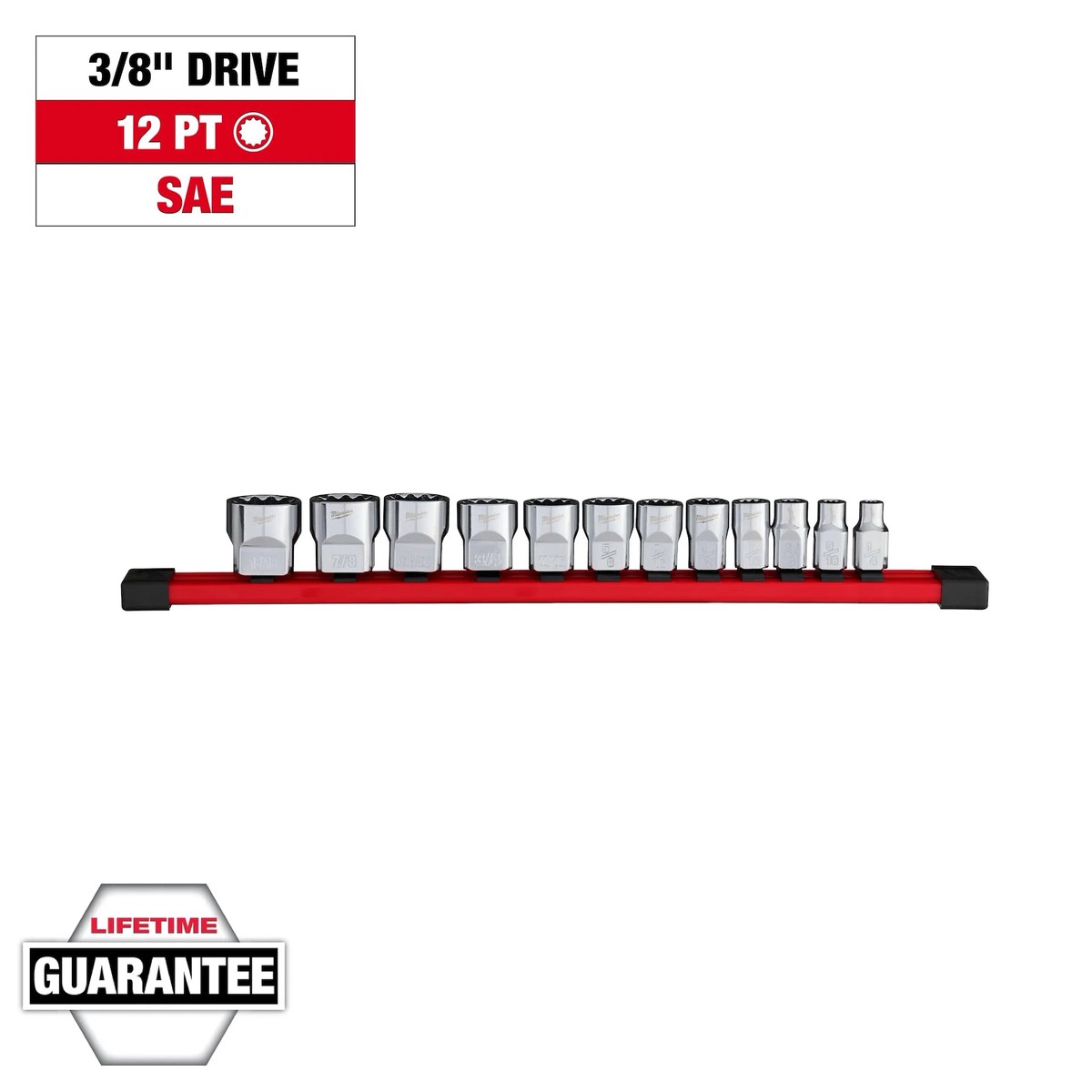 Socket Set - Milwaukee 12pc 3/8" Drive 12-Point SAE or Metric Socket Set, 48-22-9420 / 48-22-9520