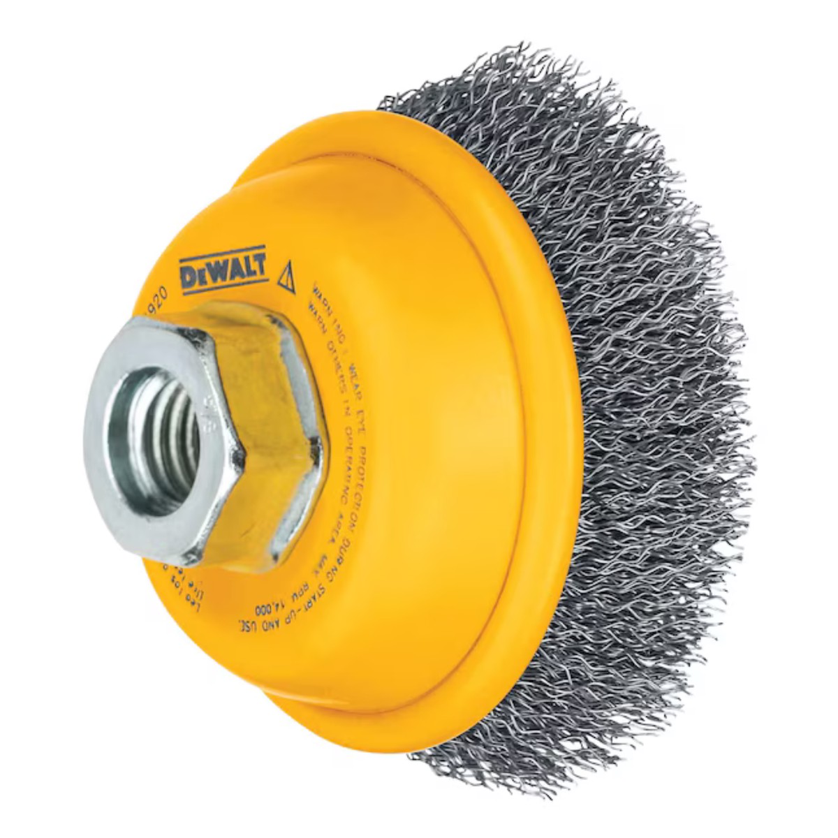 Wire Brush - Dewalt 3" x 5/8"-11 HP .014 Carbon Crimp Wire Cup Brush, DW4910