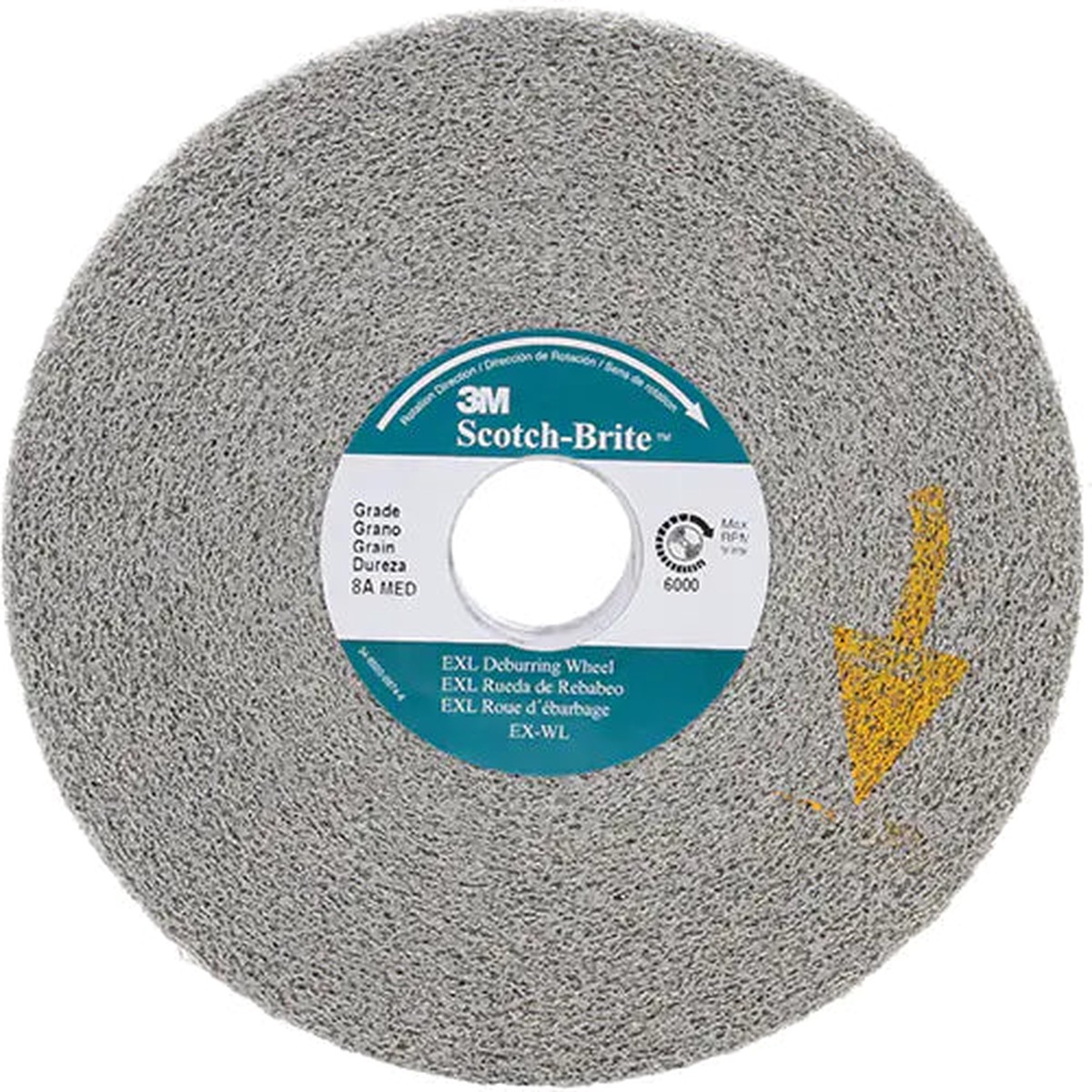 Abrasive Wheel - 3M Scotch-Brite EXL Deburring Wheel, XL-WL, 9S FIN, 6" x 1" x 1", SB05132