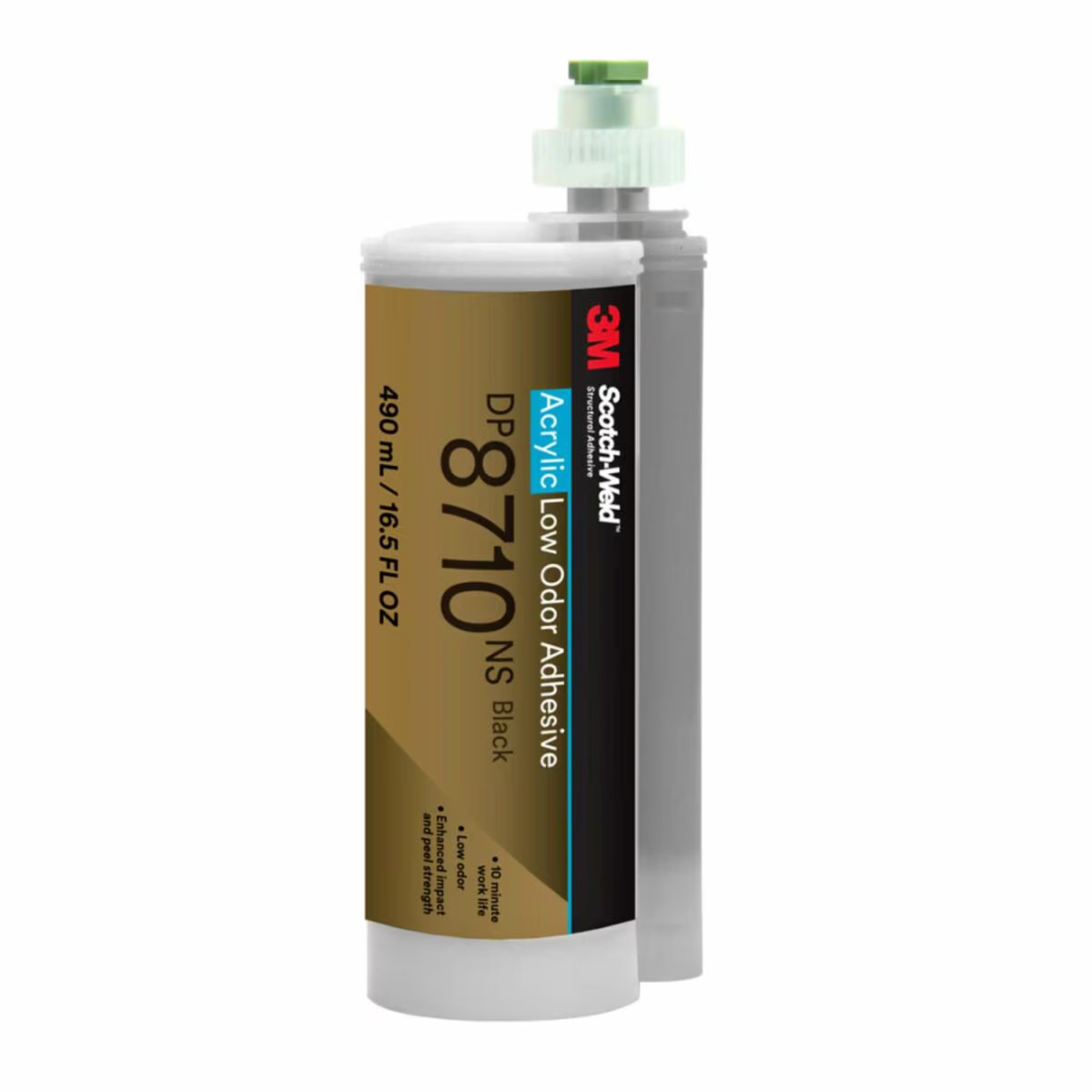 Adhesive - 3M Scotch-Weld Low Odour Acrylic Adhesive, Black, 16.5 fl oz (490 mL), Duo-Pak, DP8710NS