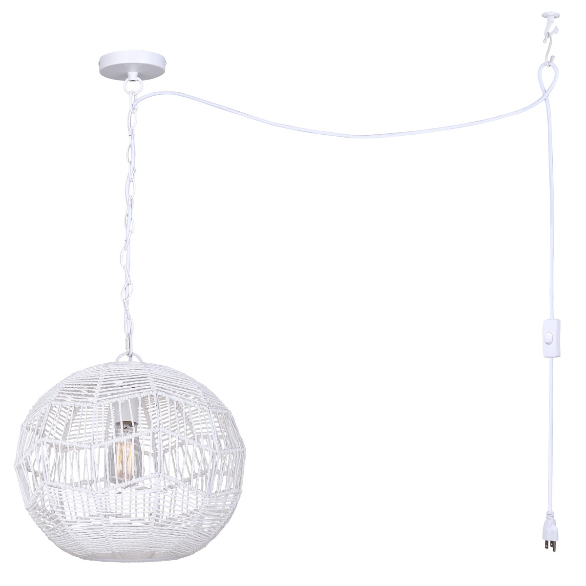 Ceiling Light - Canarm VALENCE Matte White Swag Pendant Light, IPL1197A01WH