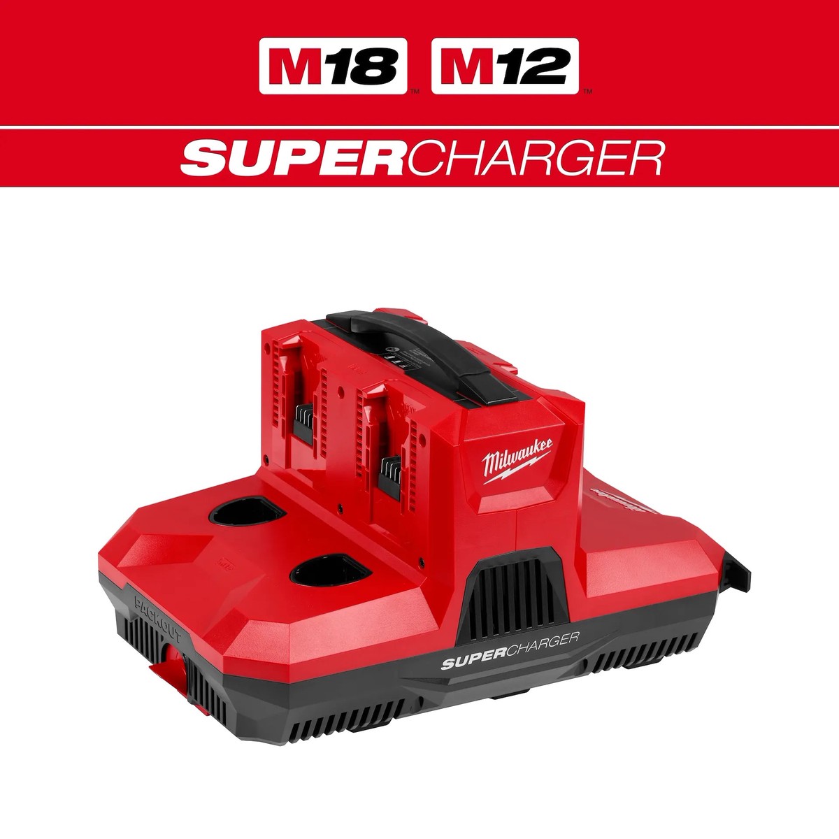 Battery Charger - Milwaukee M18 & M12 Four Bay Simultaneous Super Charger w/ PACKOUT Compatibility, 48-59-1818