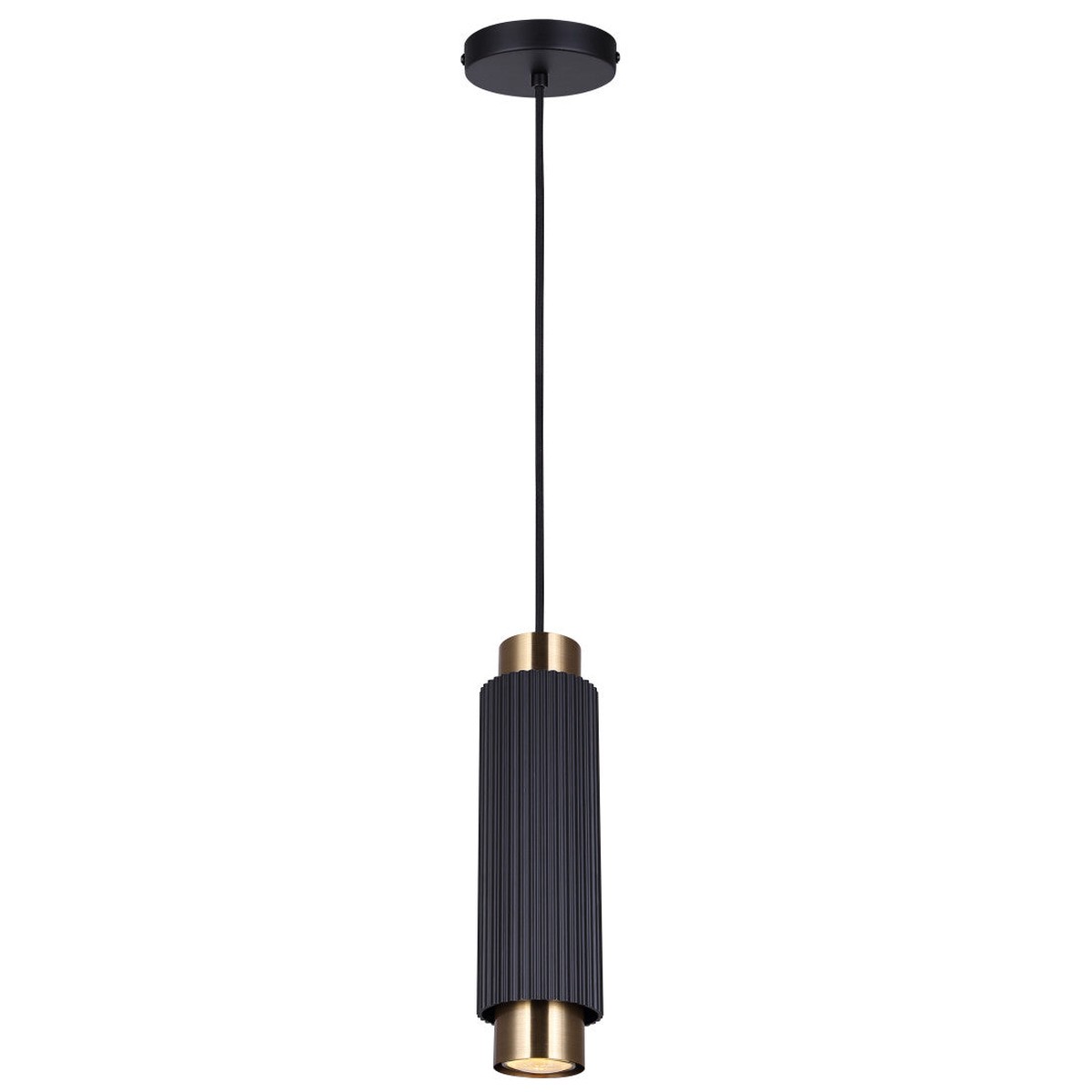 Ceiling Light - Canarm COHEN Matte Black & Gold Single Pendant Light, IPL1231A01BKG10
