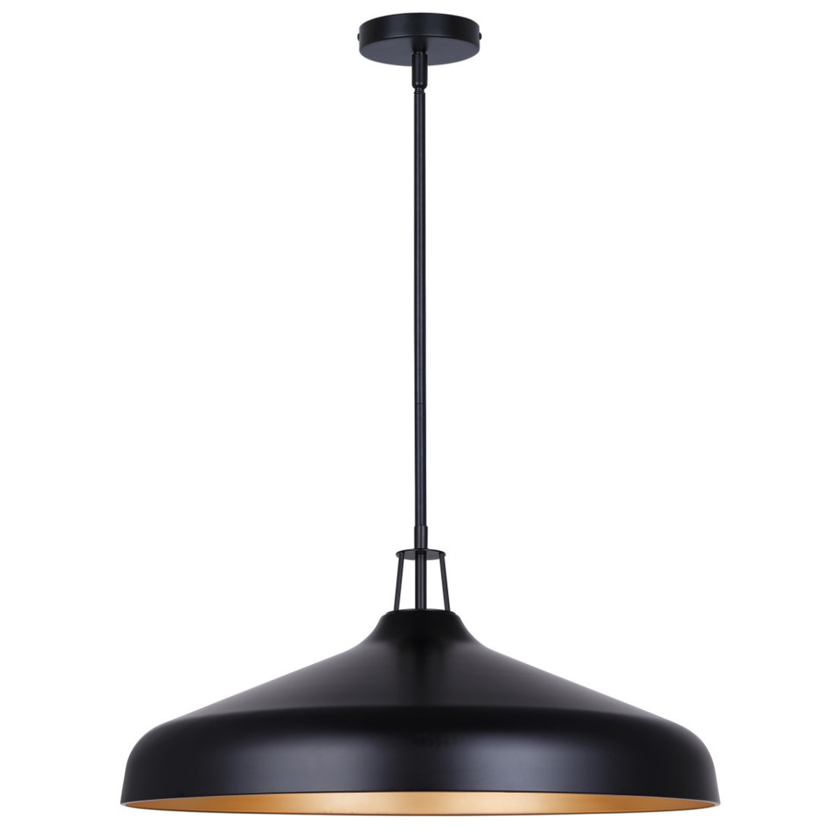 Ceiling Light - Canarm HOLLAND Matte Black & Gold Single Pendant Light, IPL1203A04BKG22