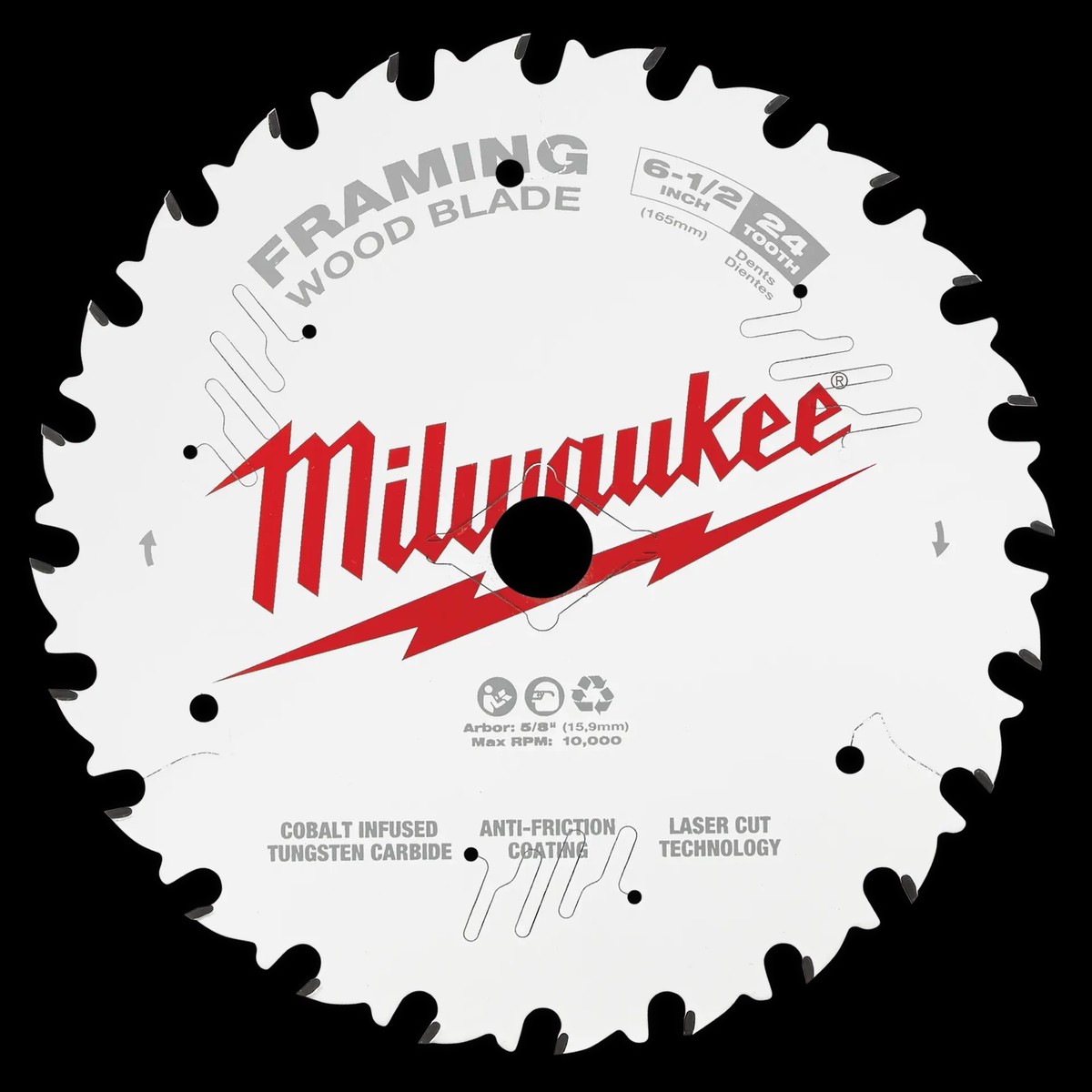 Saw Blade - Milwaukee 6-1/2 in. 24T Framing Circular Saw Blade - 10PK, 48-41-0620