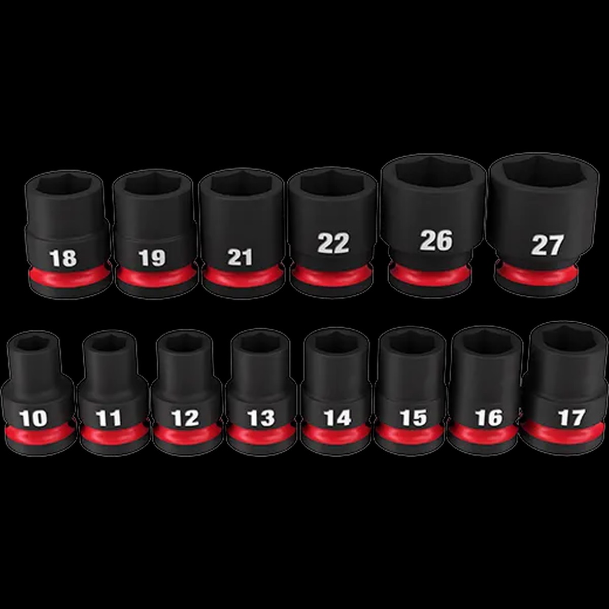 Socket Set - Milwaukee 14PCSHOCKWAVE Impact Duty 1/2" Drive Metric Standard 6 Point Socket Set, 49-66-7013