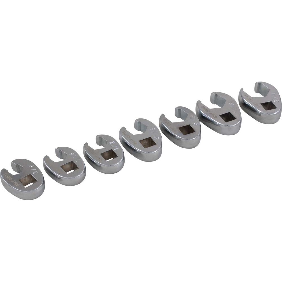 Wrench Set - Gray Tools 7 Piece 3/8" Dr. SAE Flare Nut Crowfoot Wrench Set, 63907