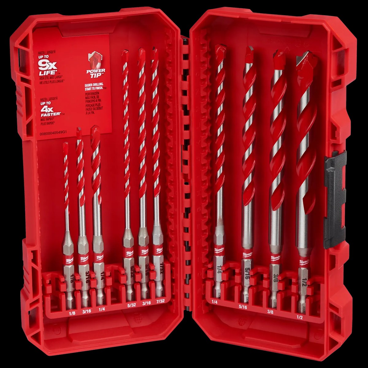 Drill Bit Set - Milwaukee 10PC. SHOCKWAVE Impact Duty Carbide Hammer Drill Bit Set, 48-20-9058