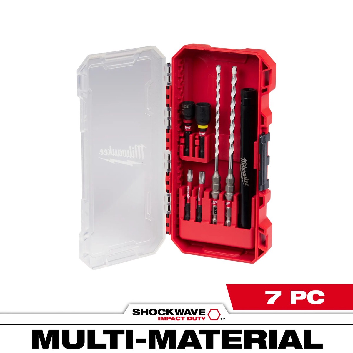 Drill Bits - Milwaukee SHOCKWAVE Impact Duty Carbide Multi-Material Drill Bit Concrete Screw Install Set - 7PC, 48-20-8877