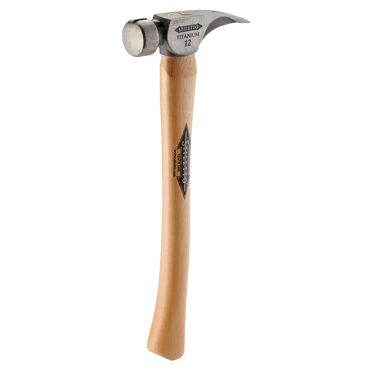 Hammer - Milwaukee 12 oz Titanium Smooth Face Hammer with 18 in. Curved Hickory Handle, TI12SC