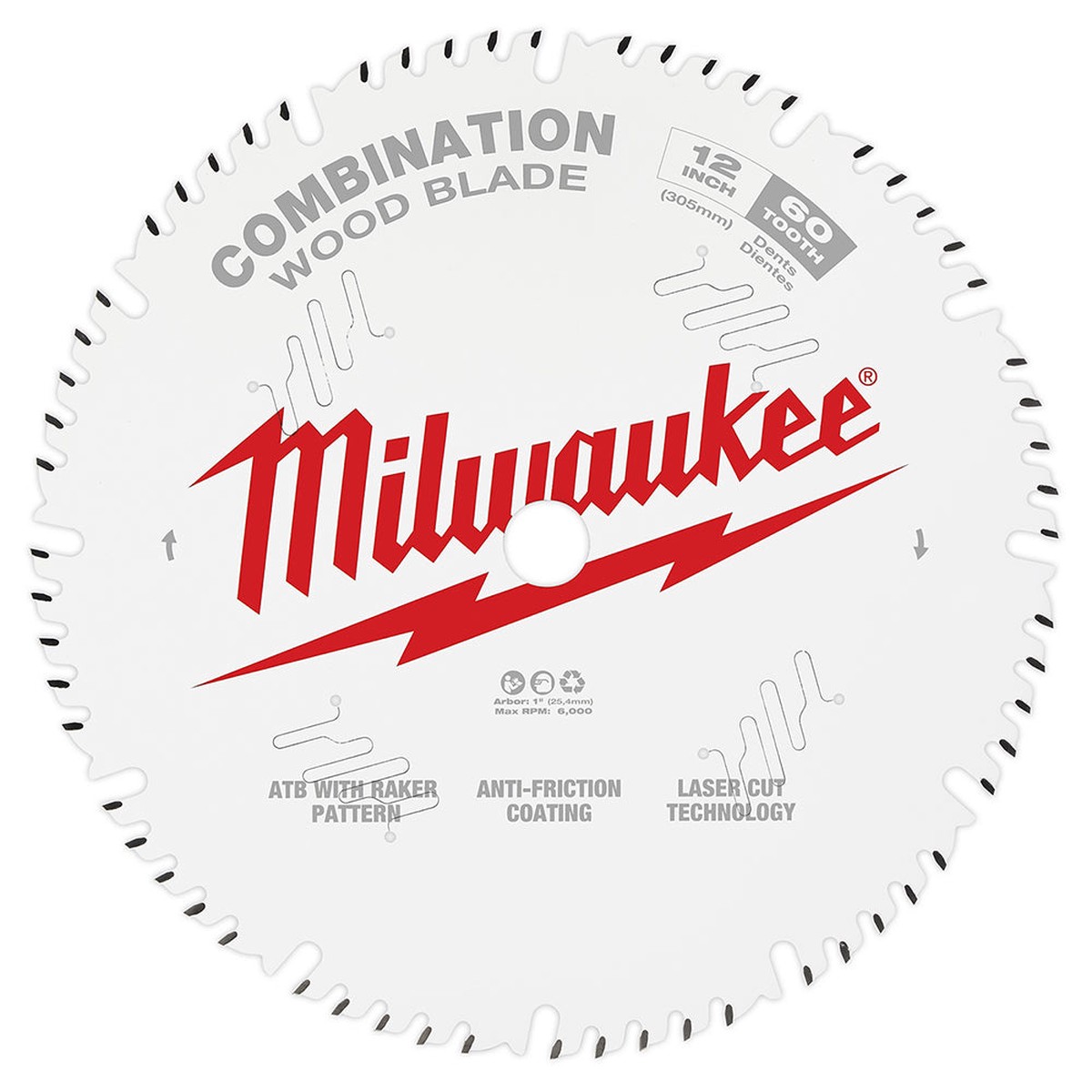 Saw Blade - Milwaukee 12 in. 60T Combination Circular Saw Blade, 48-40-1222