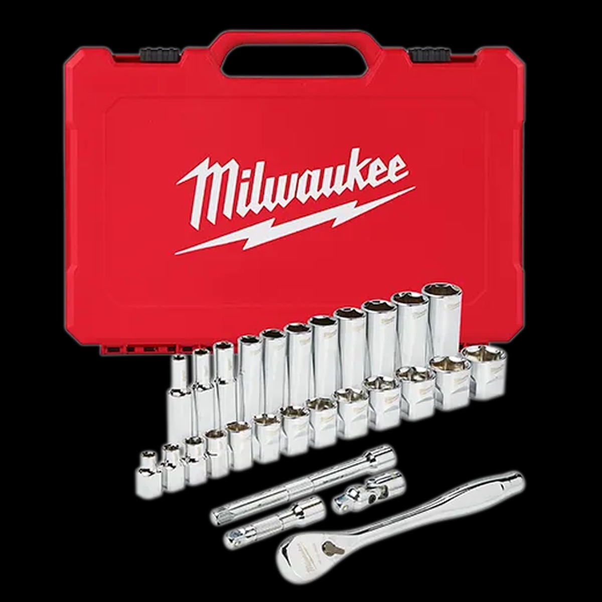 Socket Set - Milwaukee 3/8" Drive 28pc Ratchet & Socket Set- SAE, 48-22-9408