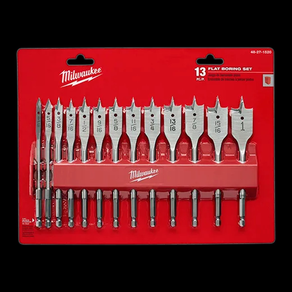 Drill Bits - Milwaukee 13PC Flat Boring Bit Set, 48-27-1520