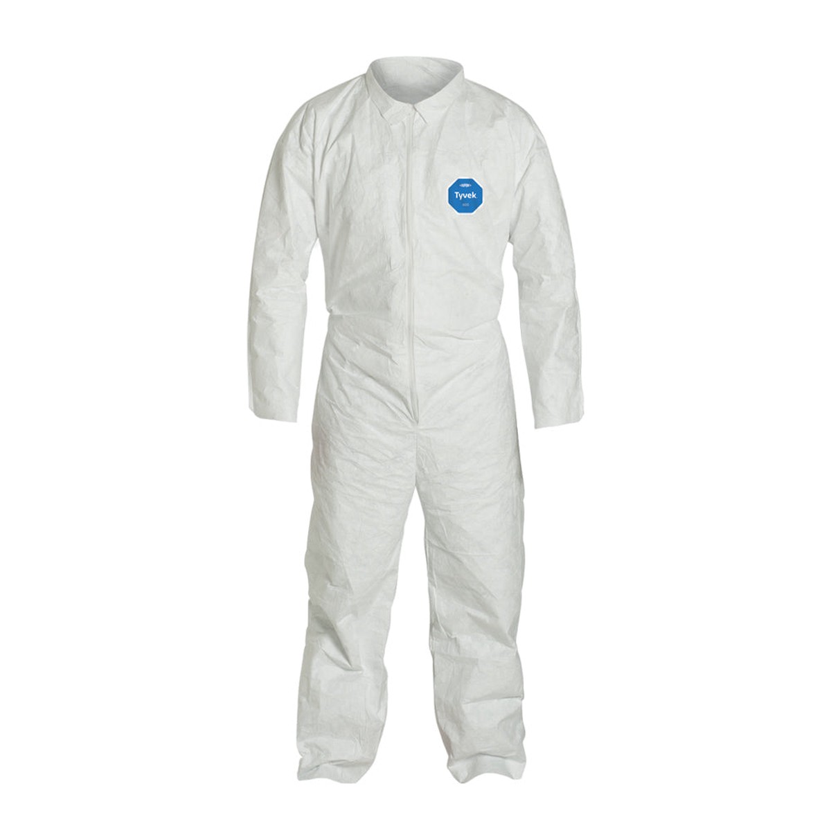 Coveralls - DuPont Tyvek 400 Comfort Fit, Collar, Stormflap, Open Wrists & Ankles, Elastic Waist, Serged Seams, White (Case of 25), TY120S
