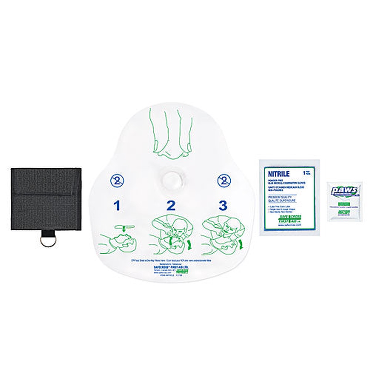 CPR Face Shield - Safecross 1 Way Valve w/ Glove Key-Ring Pouch, 17739
