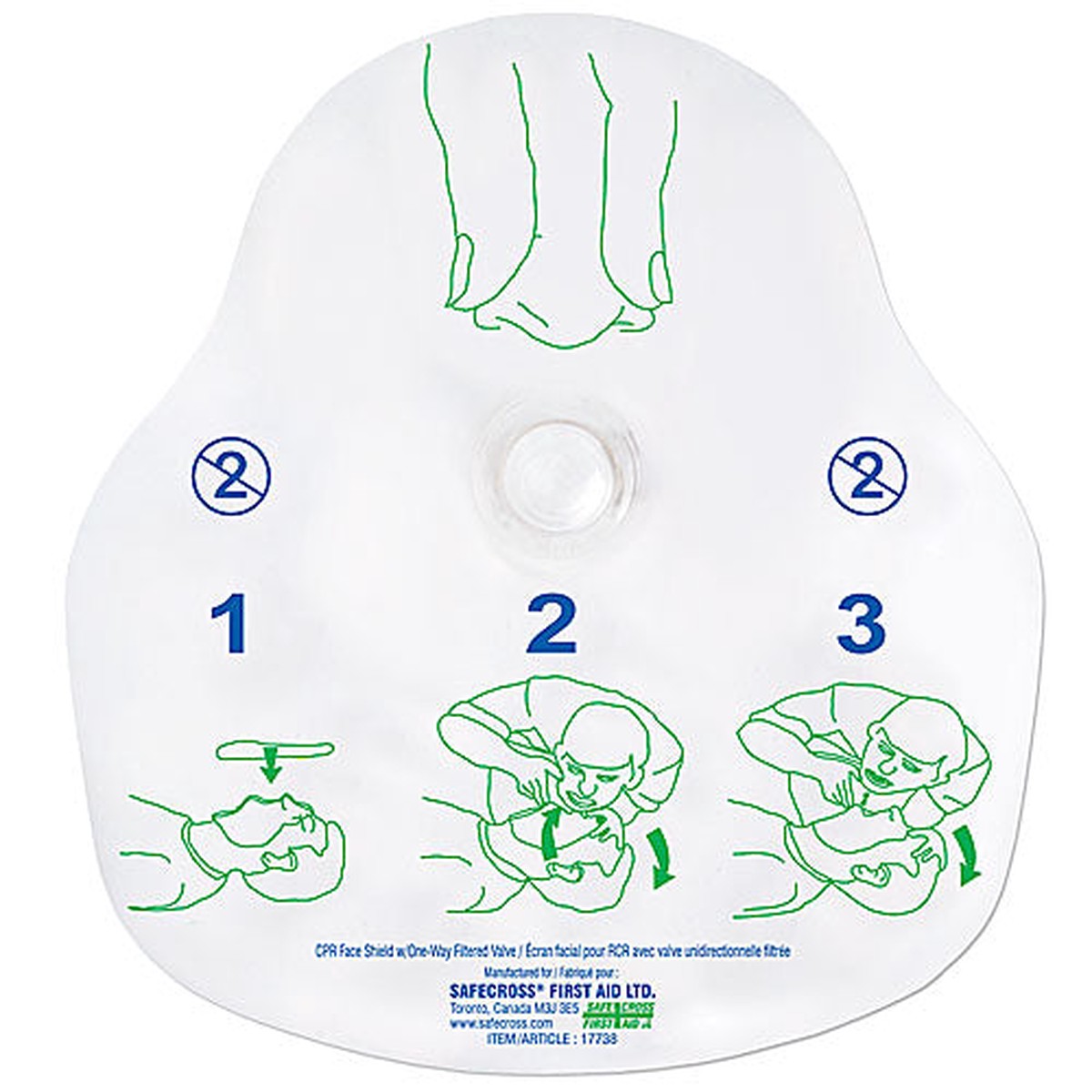 CPR Face Shield - Safecross w/ One Way Valve, Disposable, 17738