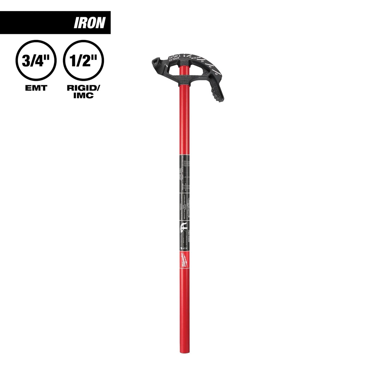 Pipe Bender - Milwaukee Iron 3/4" EMT, 1/2" Rigid/IMC Conduit Bender, 48-22-4081