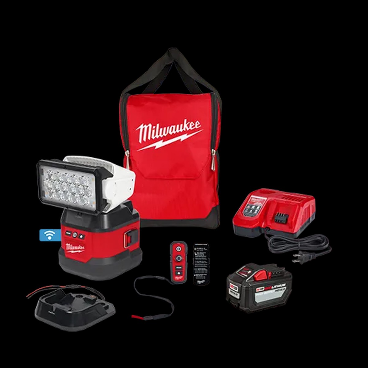 Search Light - Milwaukee M18 Utility Remote Control Search Light Kit w/ Portable Base, 2123-21HD